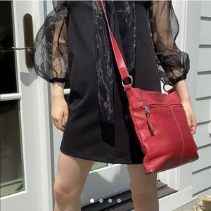 red leather purse
